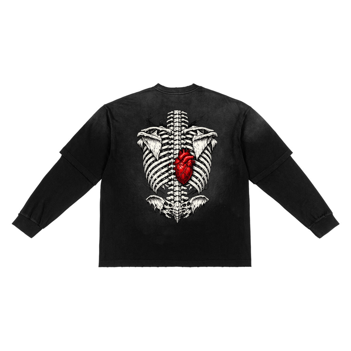Sunfade Hand-Frayed Faux Two-Piece T-Shirt [ Part of the oh the warmth collection]